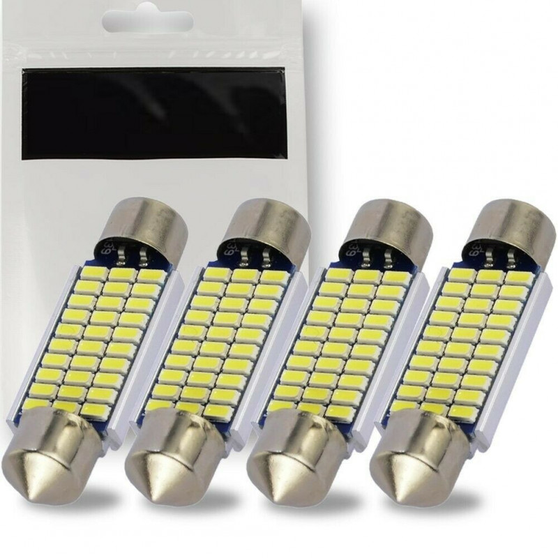 4 x Ampoule LED Canbus C5W 39mm Navette 30 leds SMD Blanc Xénon pour
