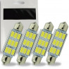 4x Ampoules LED Canbus C10W 42mm Navette 9 SMD Blanc Xénon