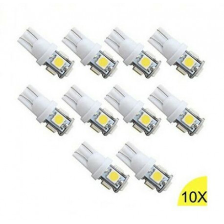 10x Ampoules T10 LED W5W 5 SMD Blanc Xenon 6000k