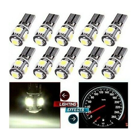 10x Ampoules T10 LED W5W 5 SMD Canbus