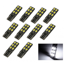10x Ampoules T10 LED W5W 12 SMD Blanc Xenon 6500k
