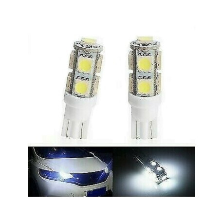 2x Ampoule T10 LED 9 SMD Veilleuse Blanc 6000K