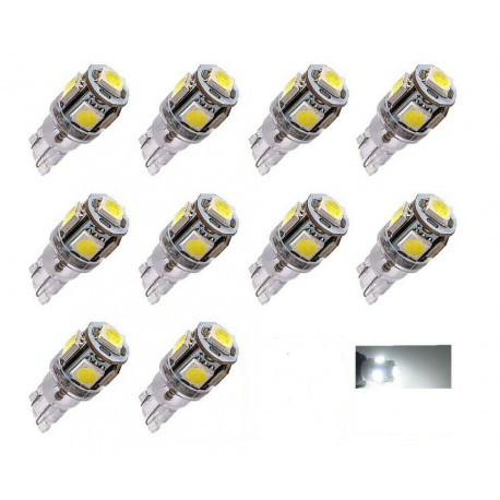 10x Ampoule LED T10 24V Canbus 5 SMD W5W Blanc 6000K