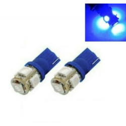 2x Ampoule W5W LED T10 Bleu Veilleuse 5 smd