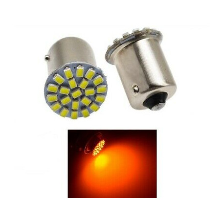 2x Ampoule BA15S LED P21W 22 SMD Orange Veilleuses Clignotants