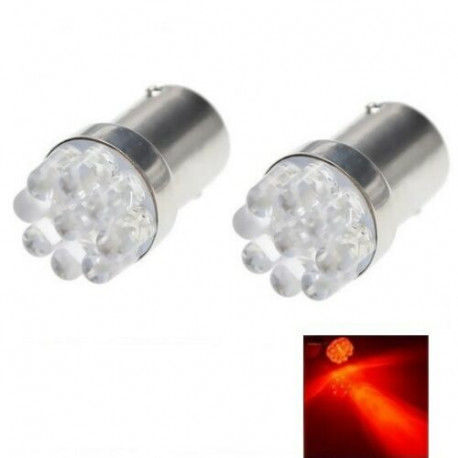 Ampoule LED Rouge 9 SMD R5W R10W Veilleuses Freins