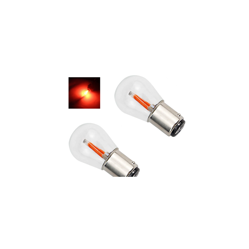 Ampoules P21W LED BA15S COB Filaments Rouge - Xenon Discount