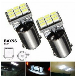 2x Ampoules LED BAX9S H6W SMD Carré Canbus Blanc