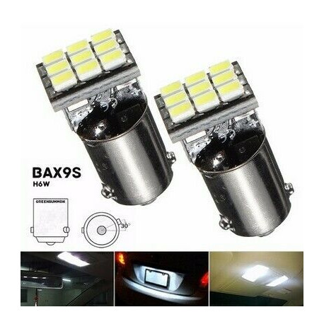 2x Ampoules LED BAX9S H6W SMD Carré Canbus Blanc