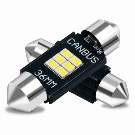 Ampoules LED 36mm Navettes Canbus 6 SMD Blanc 6500k 12V/24V