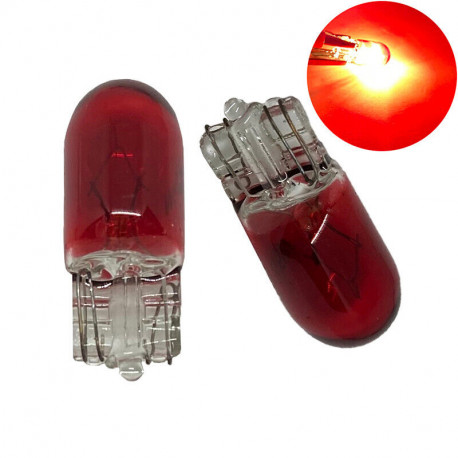 2x Ampoules W5W T10 Halogène Rouge